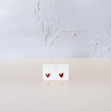 Heart Earrings Red & Gold