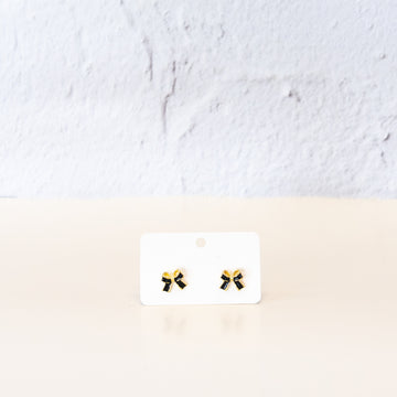 Bow Earrings Black & Gold