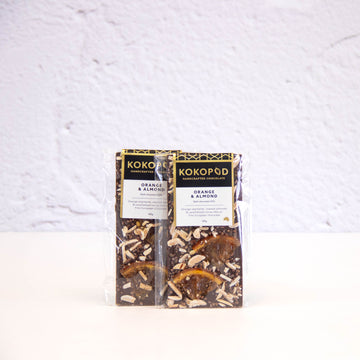 Orange & Almond Kokopod Handcrafted European Chocolate 100g
