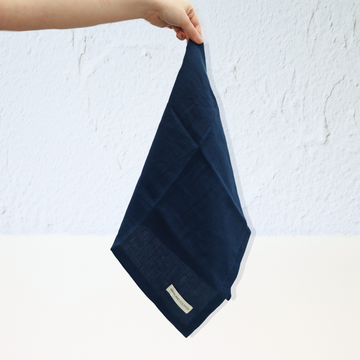Pure French Linen Tea Towel Navy