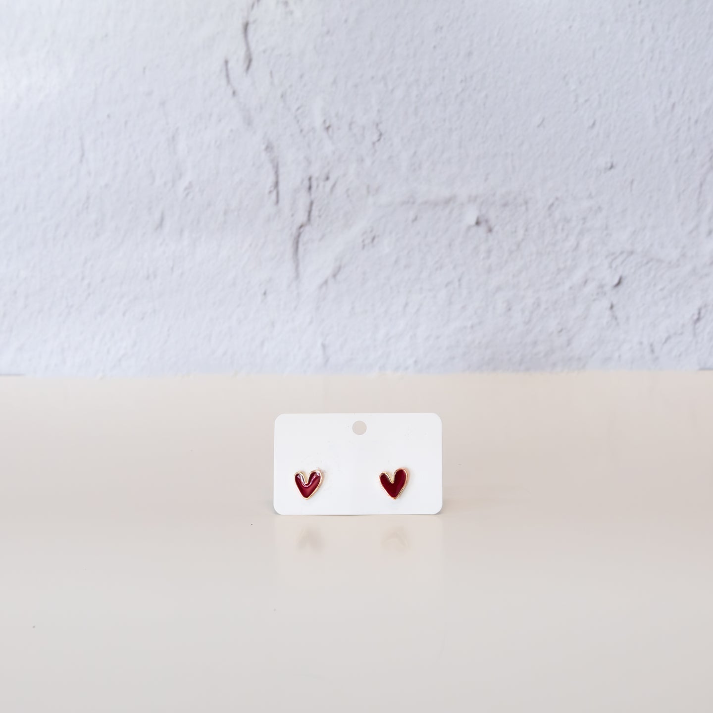 Heart Earrings Red & Gold