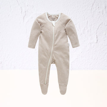 Purebaby Zip Growsuit 000 Stripe
