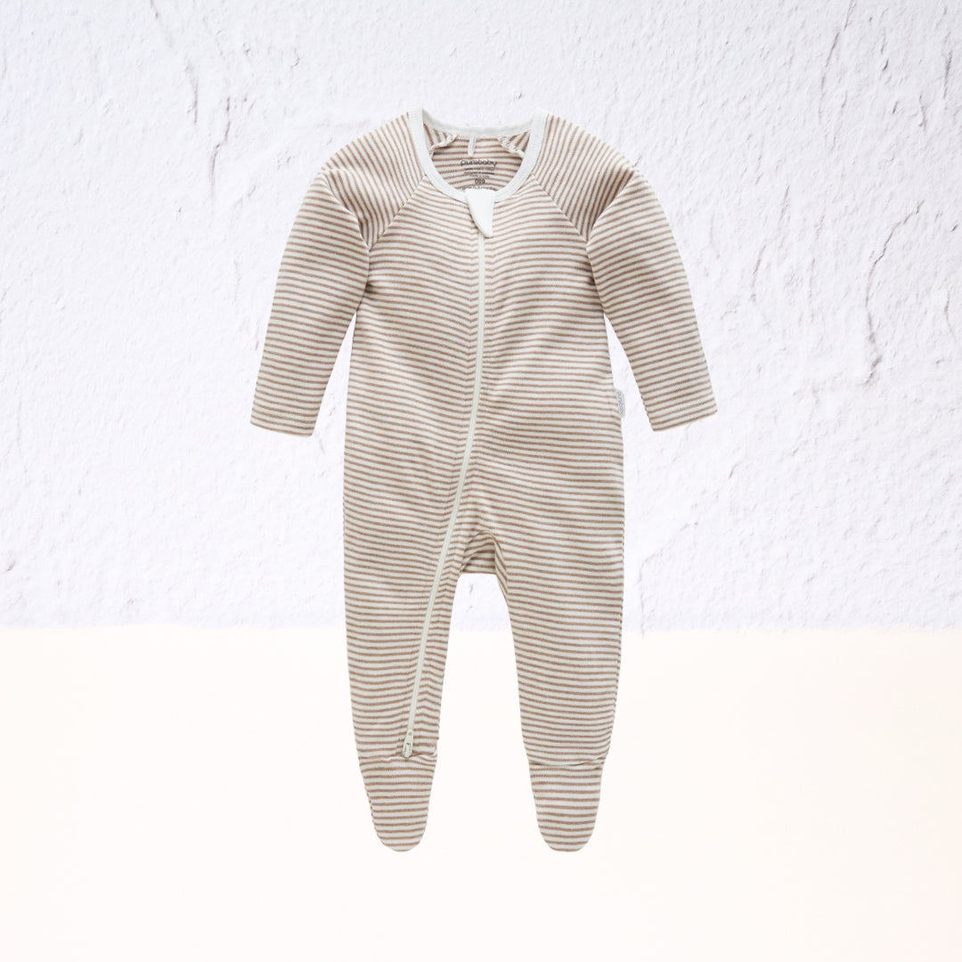 Purebaby Zip Growsuit 000 Stripe