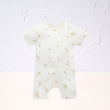 Vanilla Wattle Bee Short Leg Zip Growsuit Purebaby