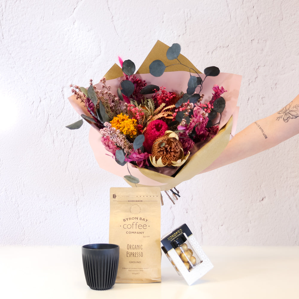 Coffee and Chocolate Delight - Olive and Fig Hampers and Flowers