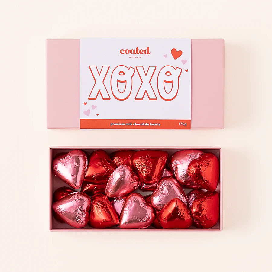 XOXO Gift Box with Milk Chocolate Hearts - Olive and Fig Hampers and Flowers