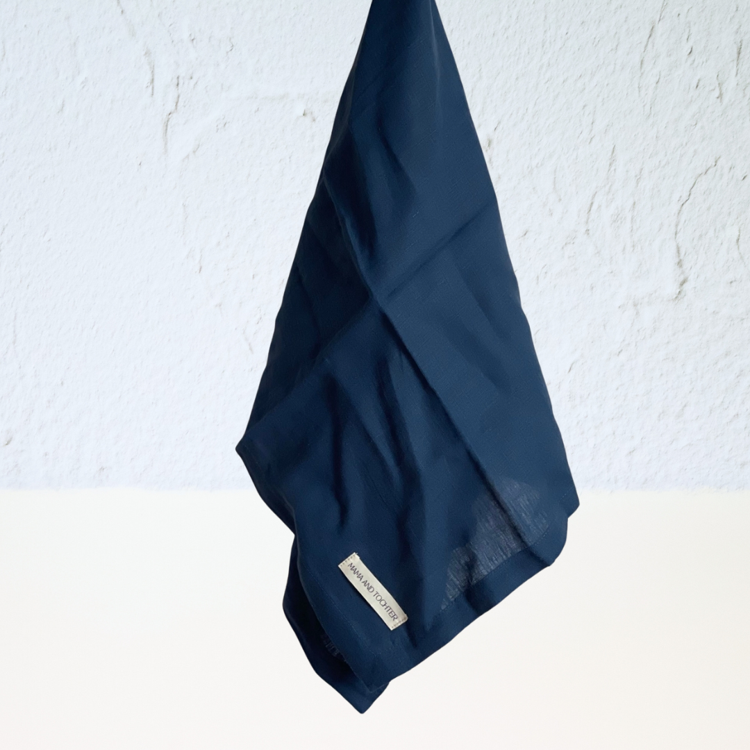 Pure French Linen Tea Towel Navy